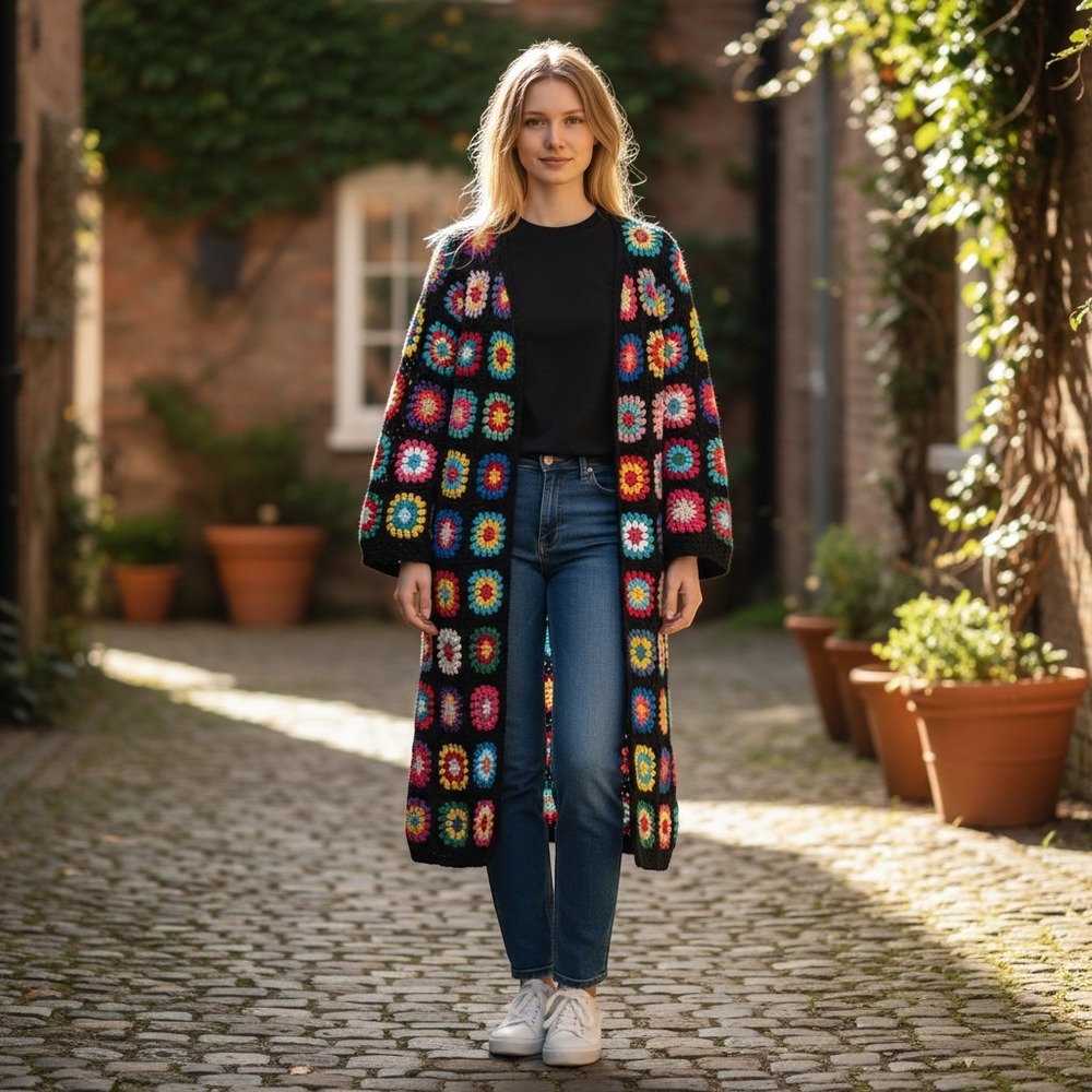 Cotton Emporium Boston Proper Crochet Duster Cardigan Long Boho 2AM6690 S